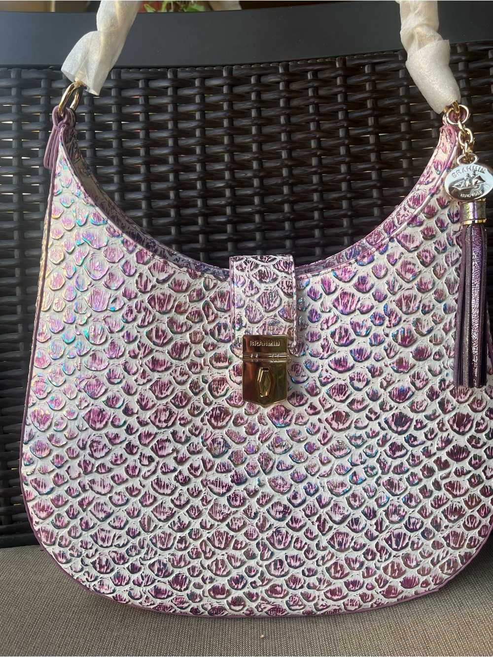 NWT Brahmin FALLON in PURPLE FLORALITE Shoulder Bag